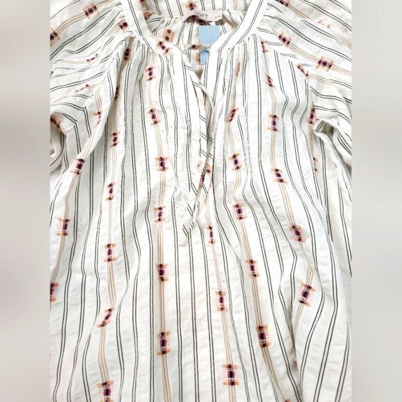 NEW! LOFT Clip Tie Neck Puff Sleeve Top XSP - Picture 3 of 5